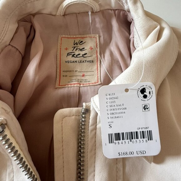 Suede Leather Free People Blair Jacket - Ivory / Cream, vegan - Picture 10 of 12